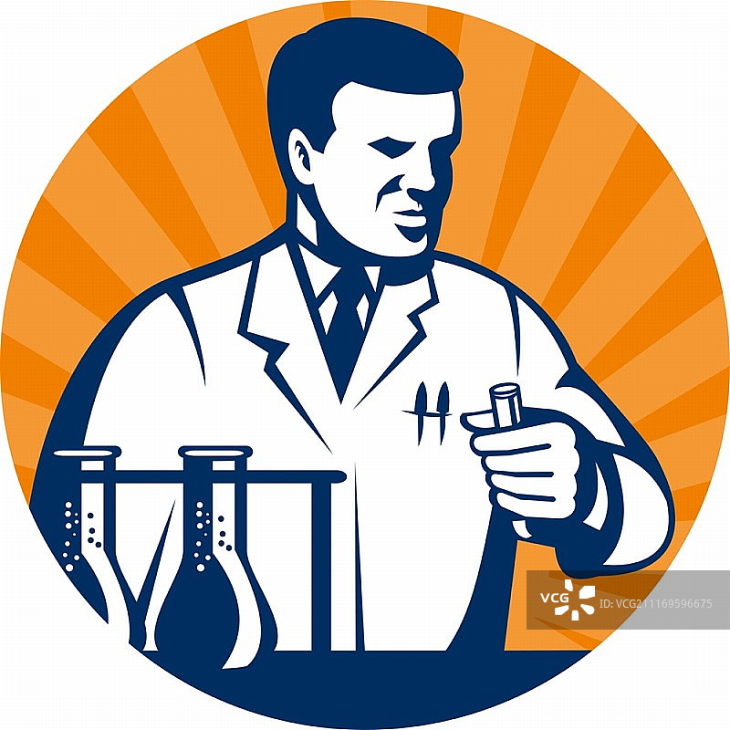 实验室科研技术人员手持试管插图图片素材