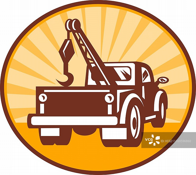 拖车或清障车后视图插画或图标图片素材