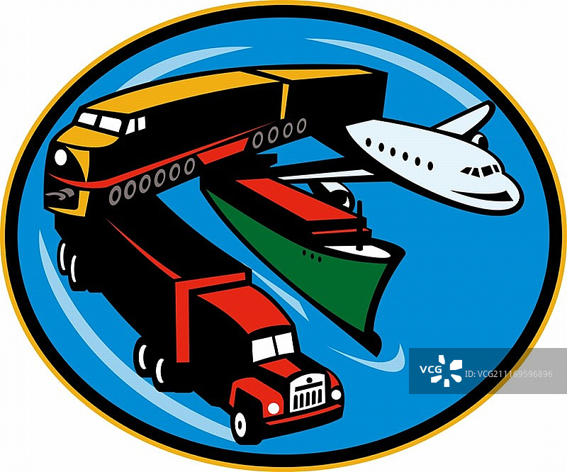 陆海空货运交通运输插画图片素材