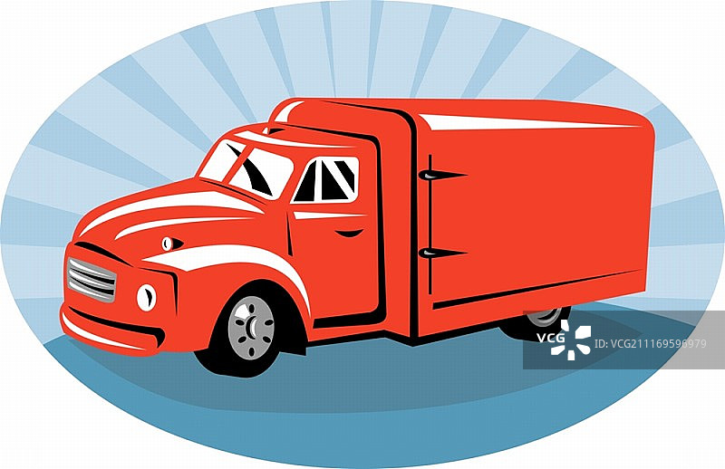 复古风格的送货车或露营车侧视图插画图片素材