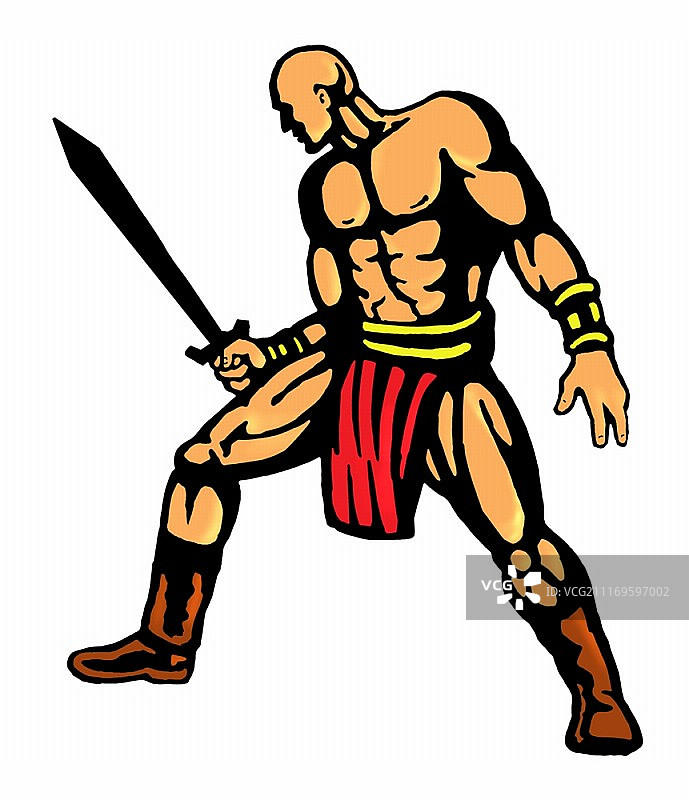 挥舞大剑的战士战斗插画图片素材