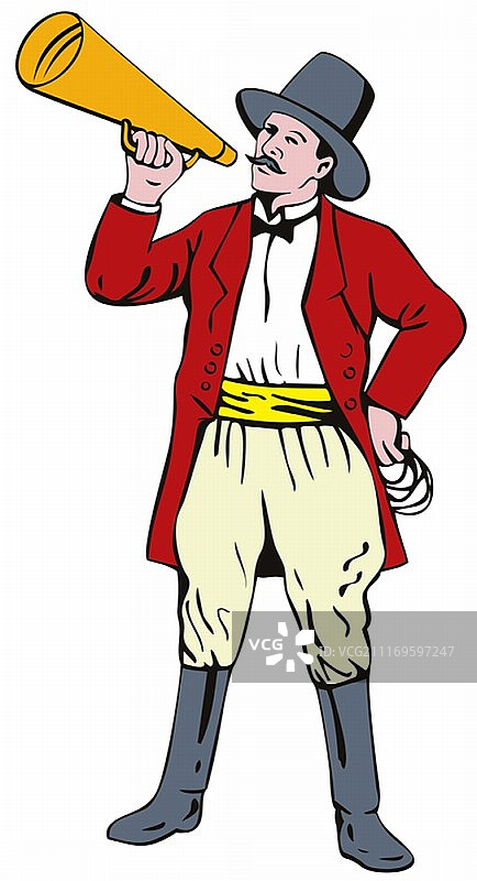 指挥用扩音器在白色背景上的复古风格插画图片素材