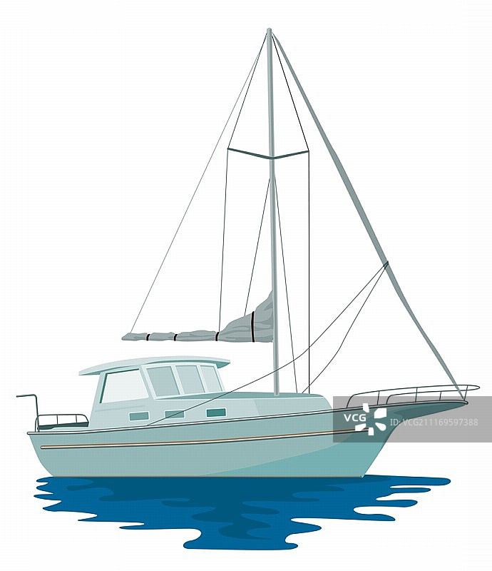 复古风格帆船游艇插画图片素材
