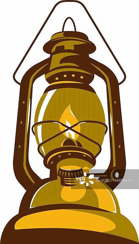 复古风格煤油灯正面低角度矢量图图片素材