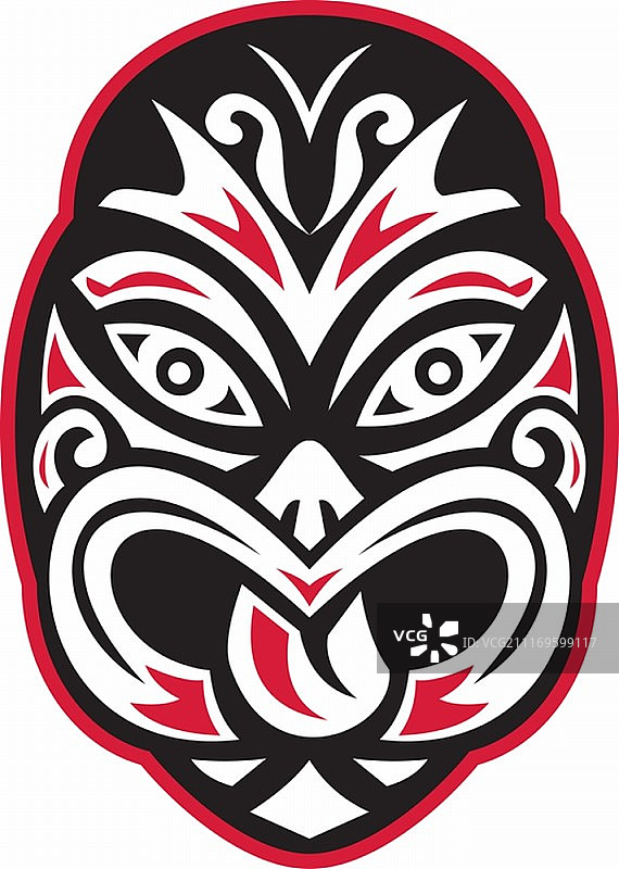 毛利提基莫科面具纹身矢量插画图片素材