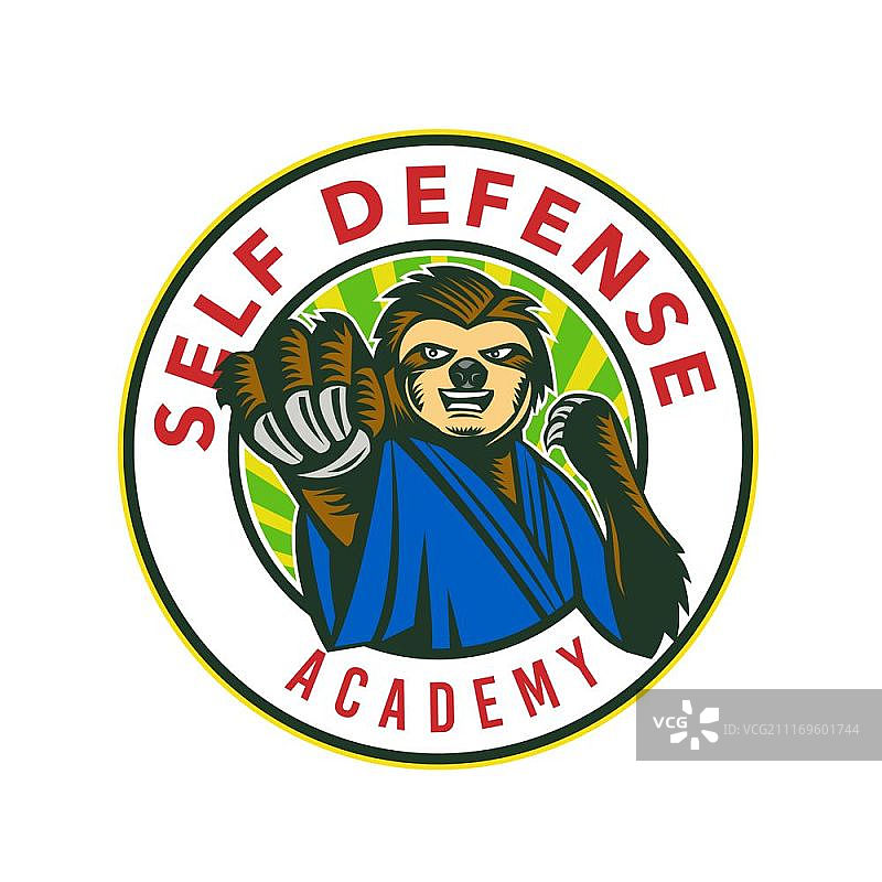 树懒空手道自卫学院徽章图标图片素材