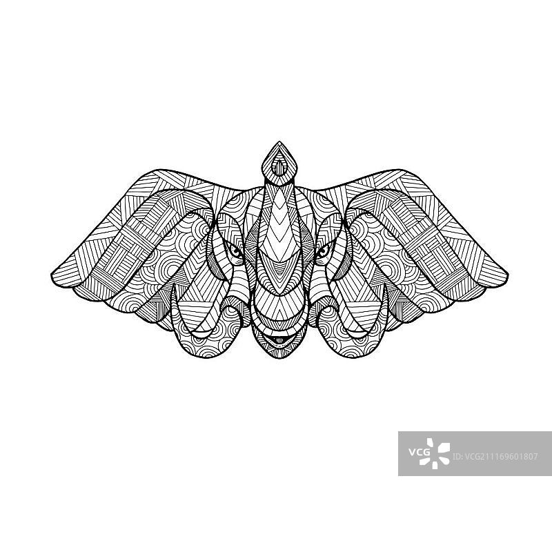 非洲象头部曼陀罗插画图片素材