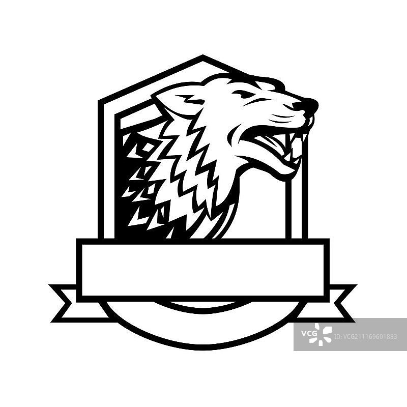 复古风格的狼咆哮徽章插画图片素材