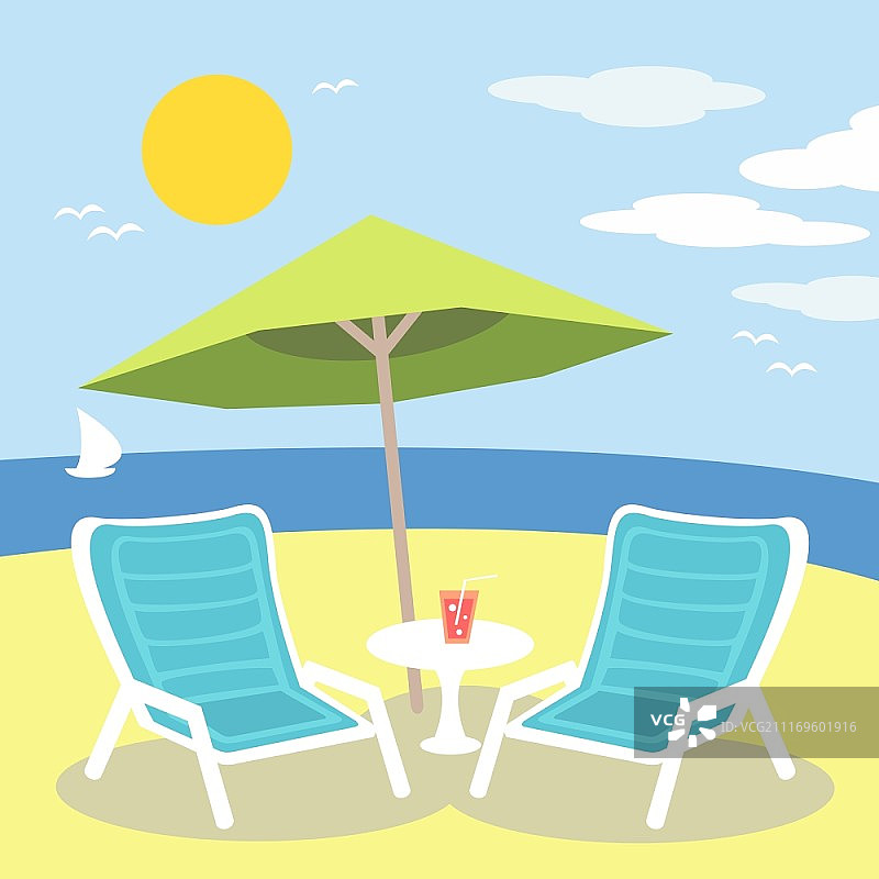 海洋或海滩躺椅矢量图图片素材
