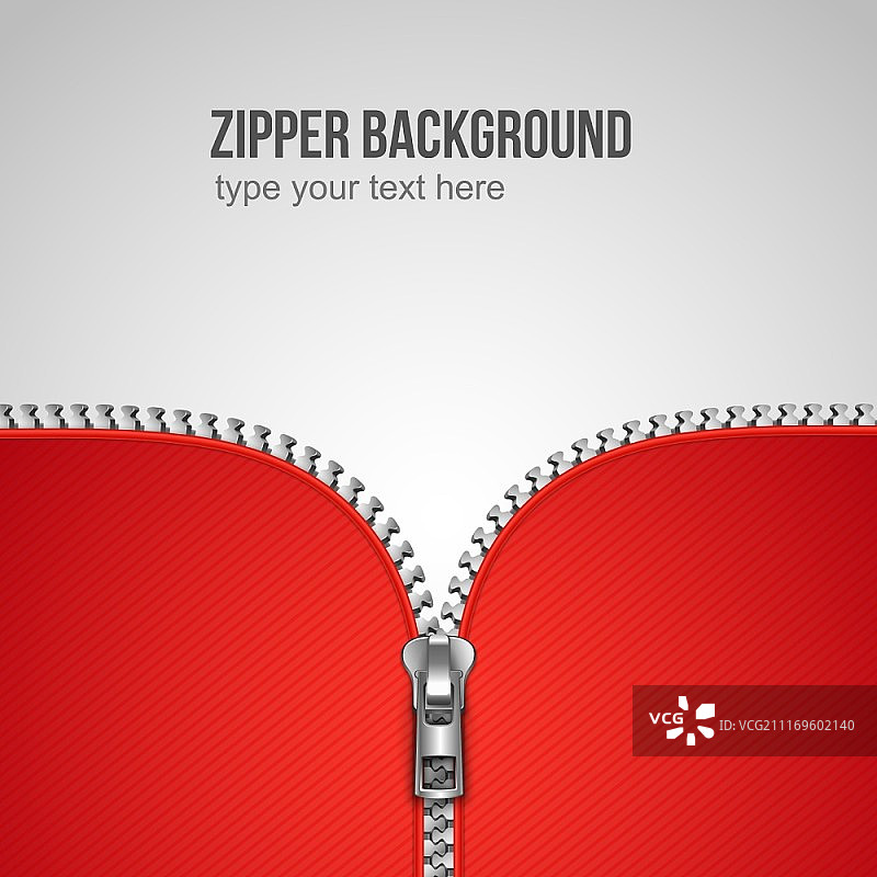 未拉上的拉链背景逼真模板矢量插图图片素材