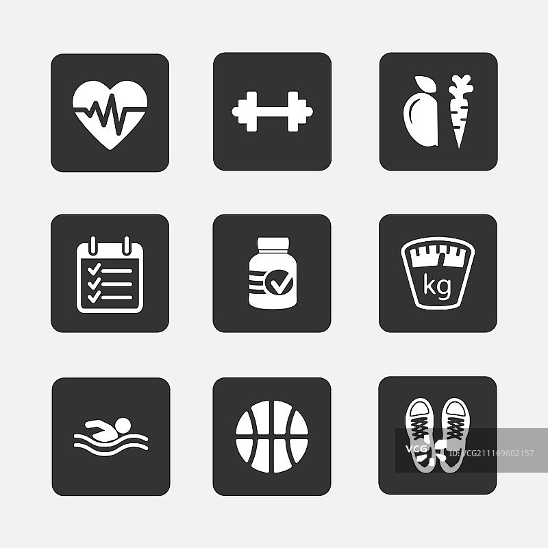 扁平健身图标矢量图集图片素材