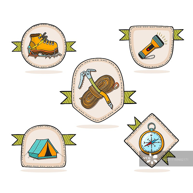 山地徒步旅行徽章矢量图图片素材