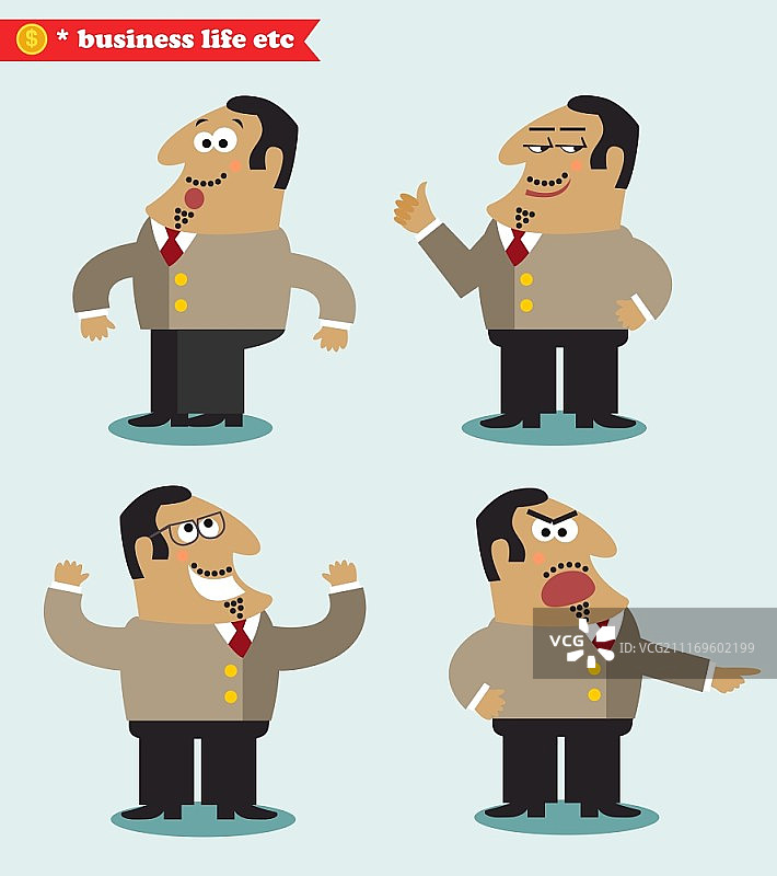 老板的各种情绪姿势，站立矢量图图片素材