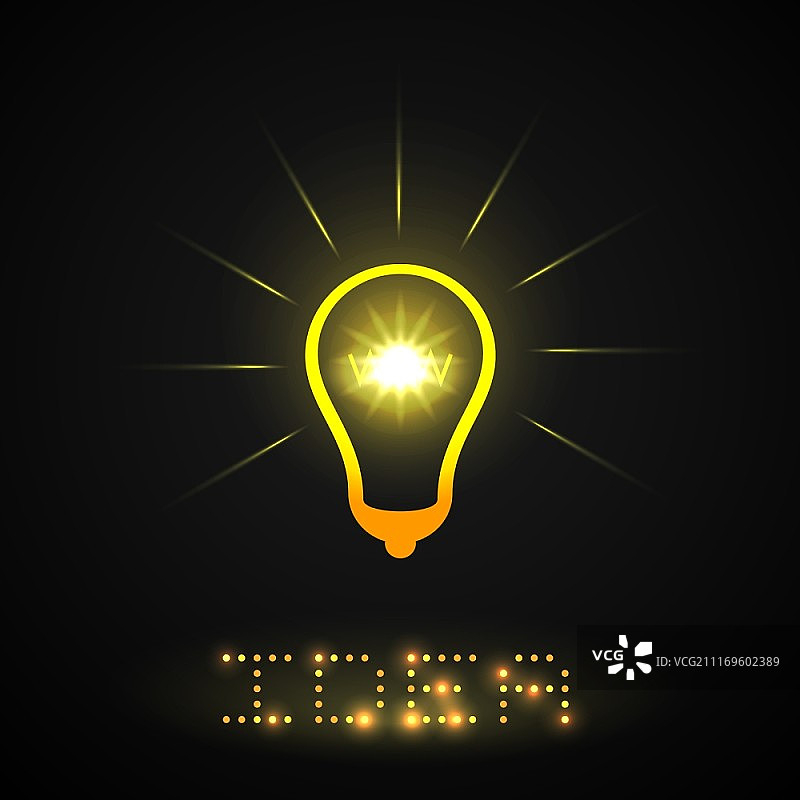 黄色创意灯泡数字概念矢量图图片素材