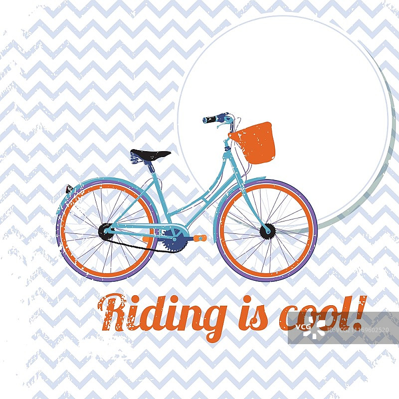 复古自行车海报：骑行很酷矢量插画图片素材