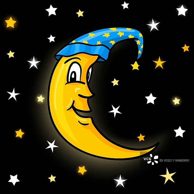 戴着睡帽的月亮图片素材