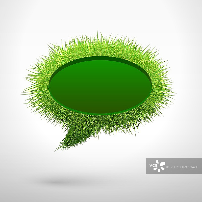 绿色草地空白对话气泡，独立矢量图图片素材