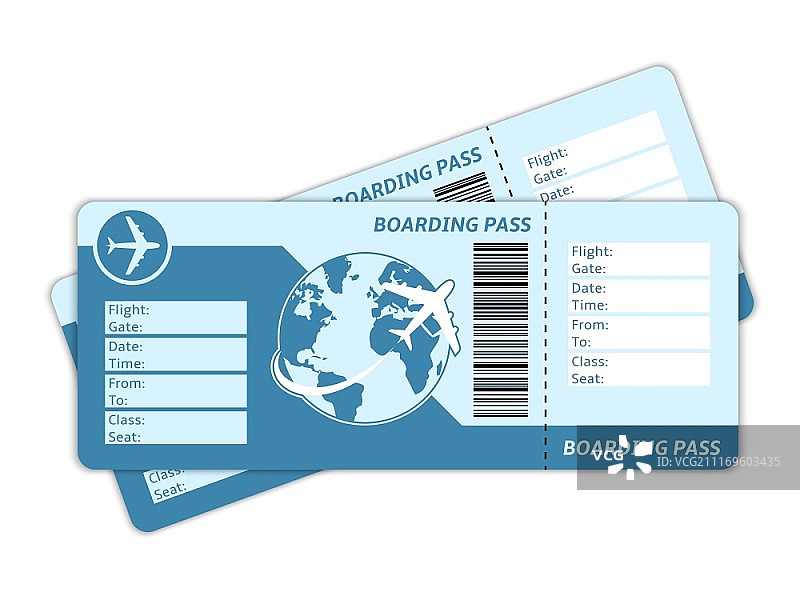 商务旅行或度假的空白机票矢量图图片素材