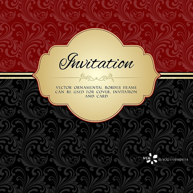 深红色装饰图案邀请卡或相册封面模板矢量素材图片素材