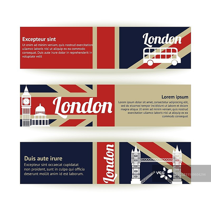 伦敦地标建筑banner和丝带合集（矢量插画）图片素材