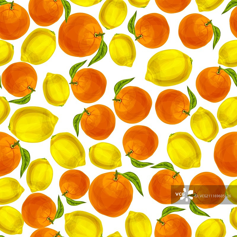 无缝天然橙子柠檬图案矢量图图片素材