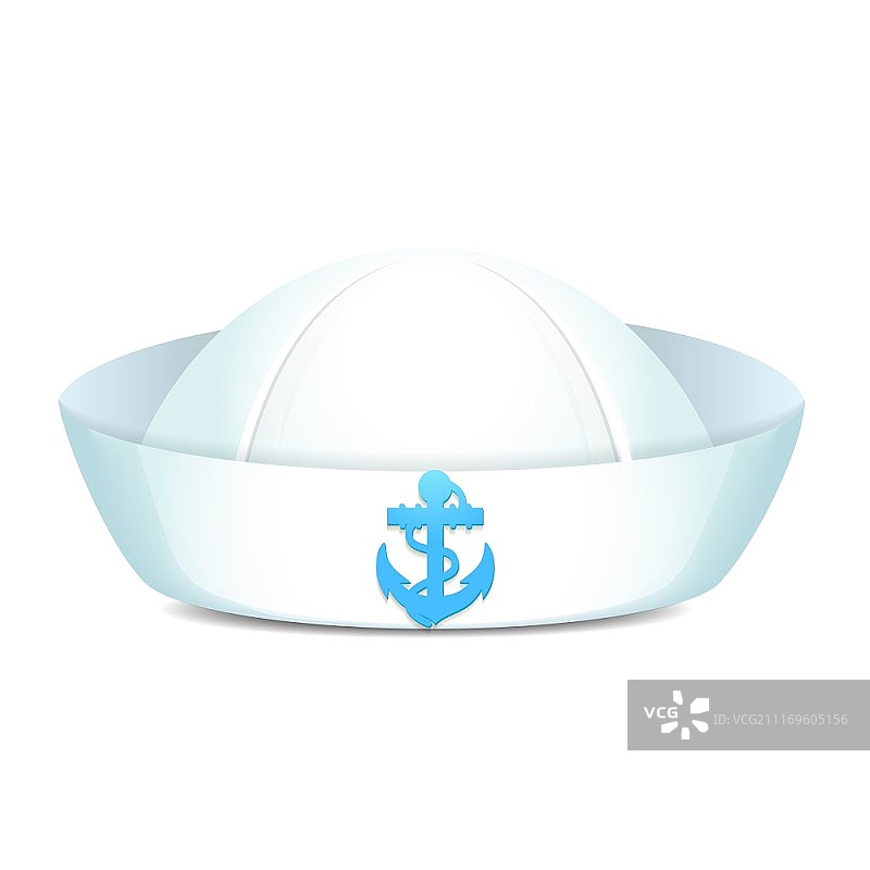 带蓝色锚的尖顶水手帽矢量插画图片素材