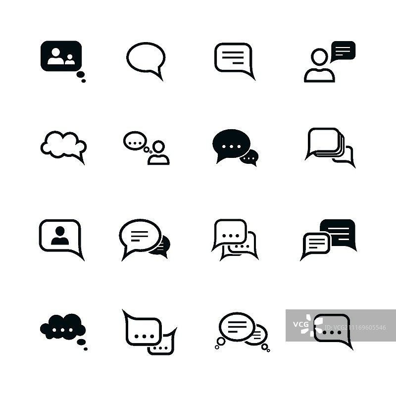 聊天对话气泡通讯图标合集矢量素材图片素材