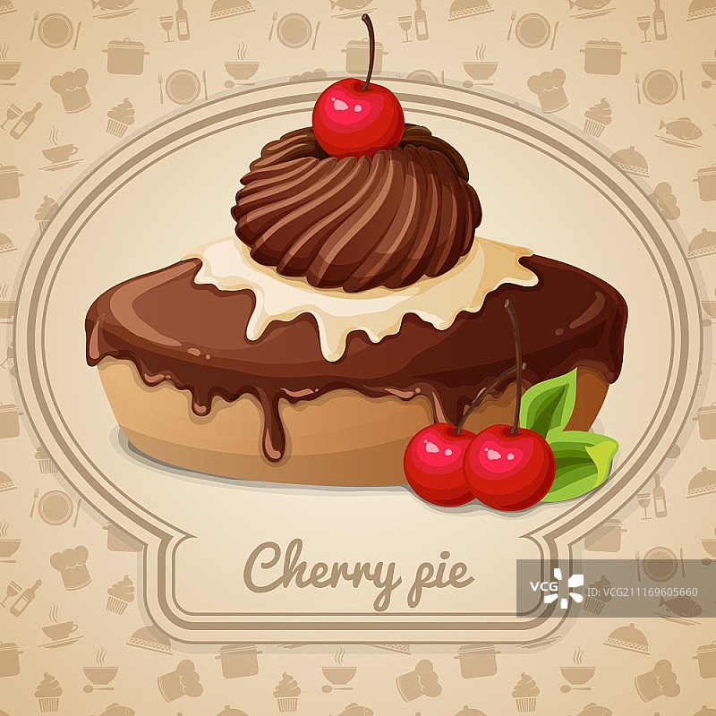 樱桃派甜点烘焙标志矢量图图片素材
