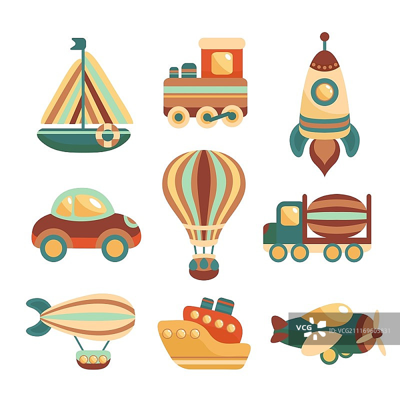 卡通玩具交通工具图标图片素材