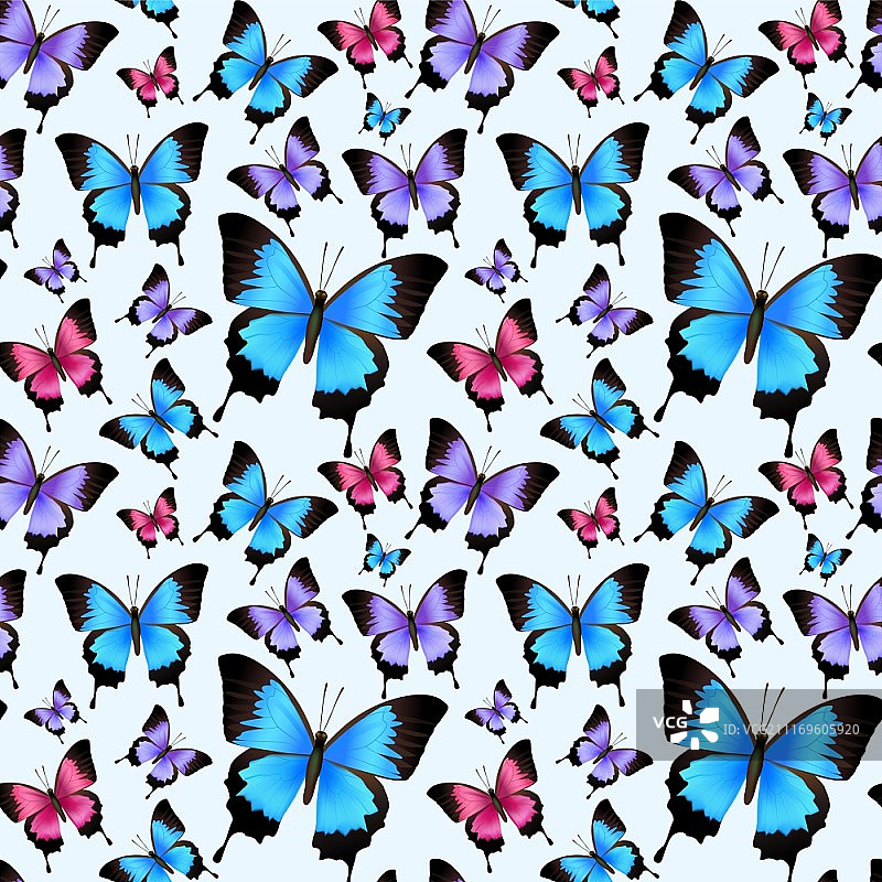 装饰节日时尚的彩色蝴蝶无缝设计图案矢量图图片素材