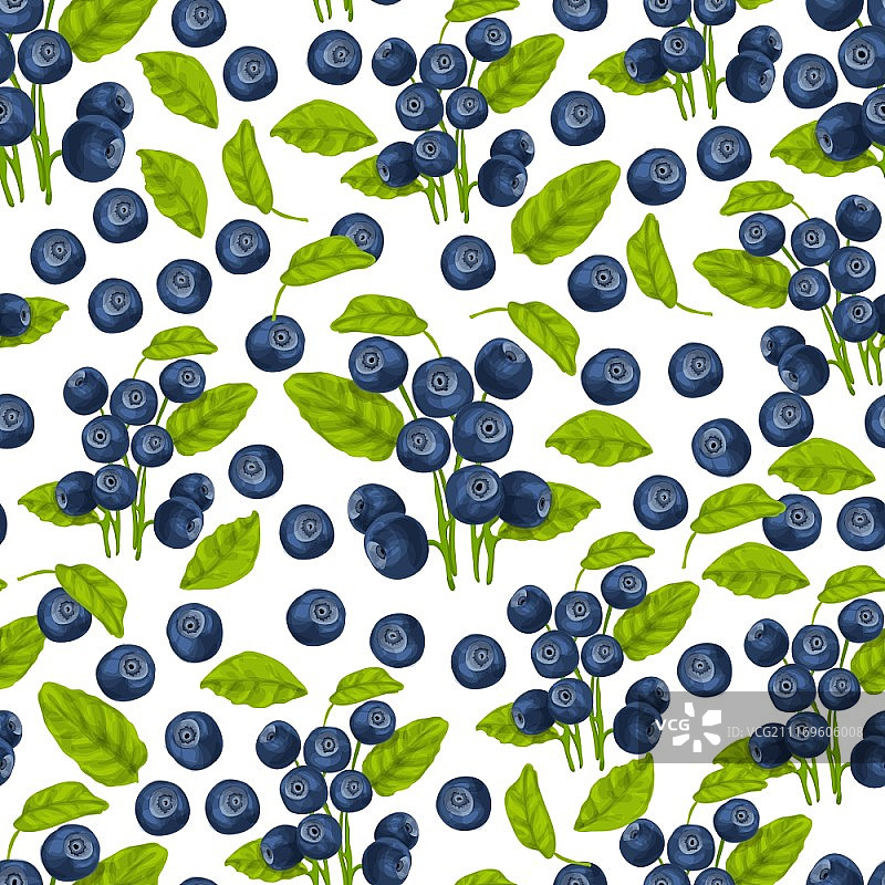 有机森林蓝莓无缝图案矢量插画图片素材