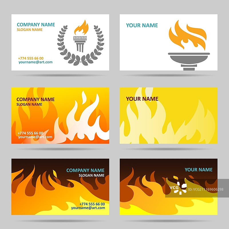火焰火炬和月桂花环商务名片矢量素材图片素材