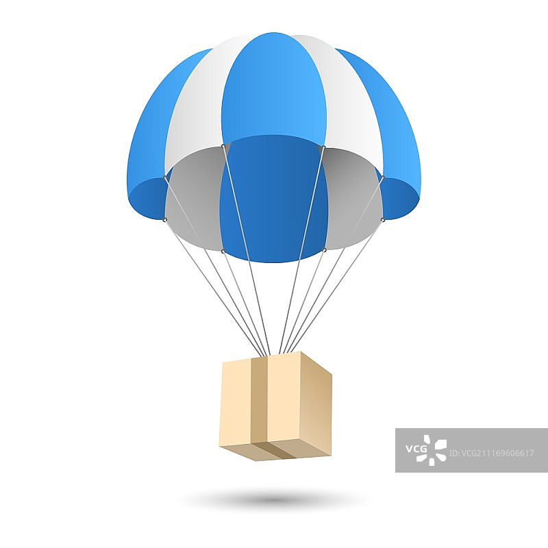 降落伞礼品盒包裹航 पोस्ट 递送标志图标矢量图图片素材