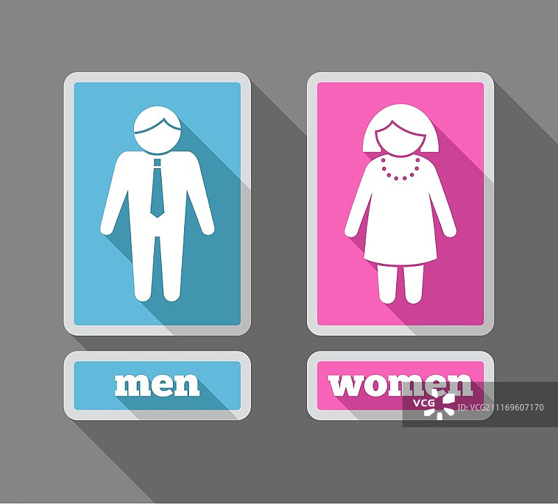 男女卫生间彩色图标矢量图图片素材
