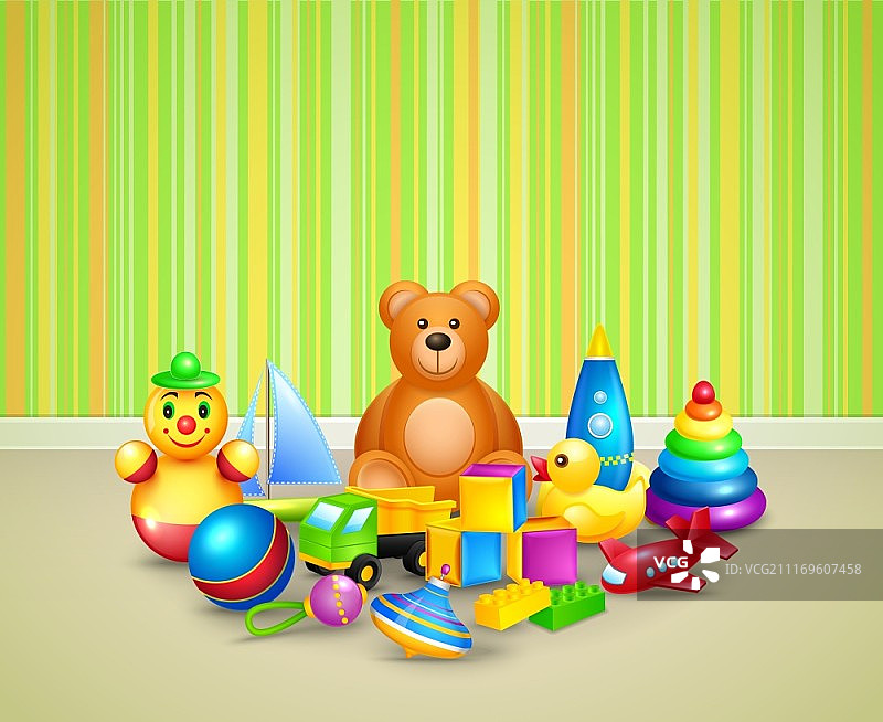 儿童玩具图标装饰儿童游戏室背景矢量图图片素材
