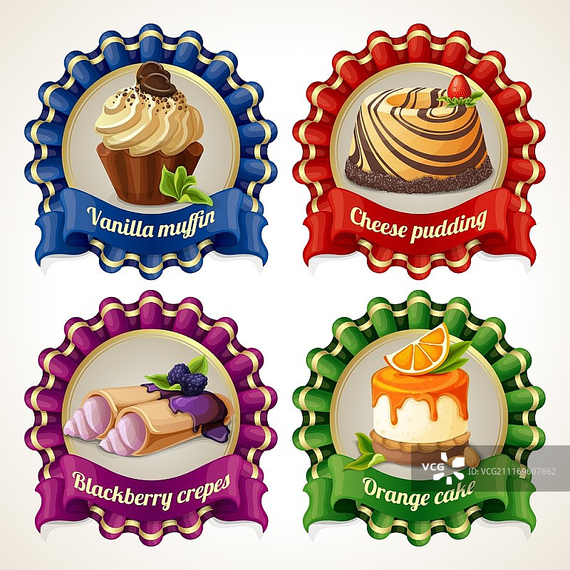 纸杯蛋糕奶酪布丁装饰甜点横幅矢量素材图片素材