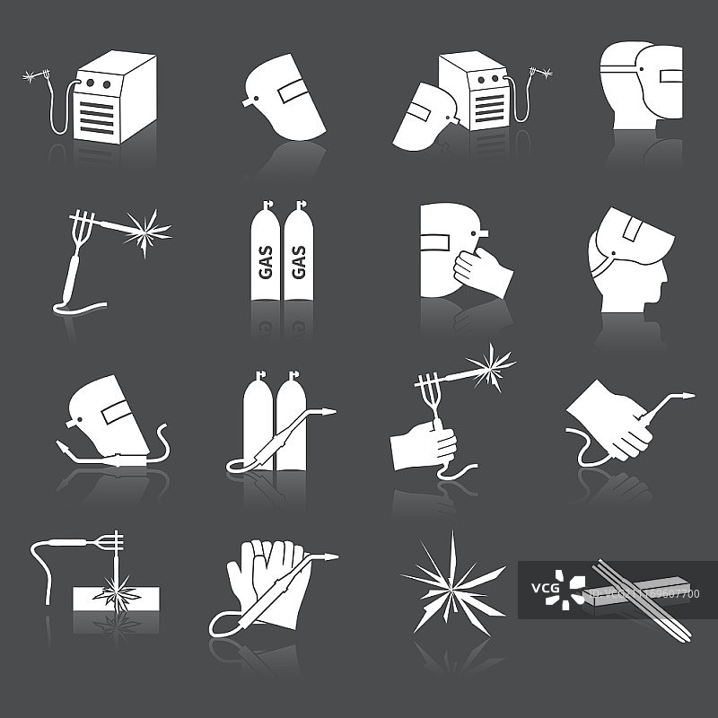 焊接工业安全防护工具图标集矢量图图片素材