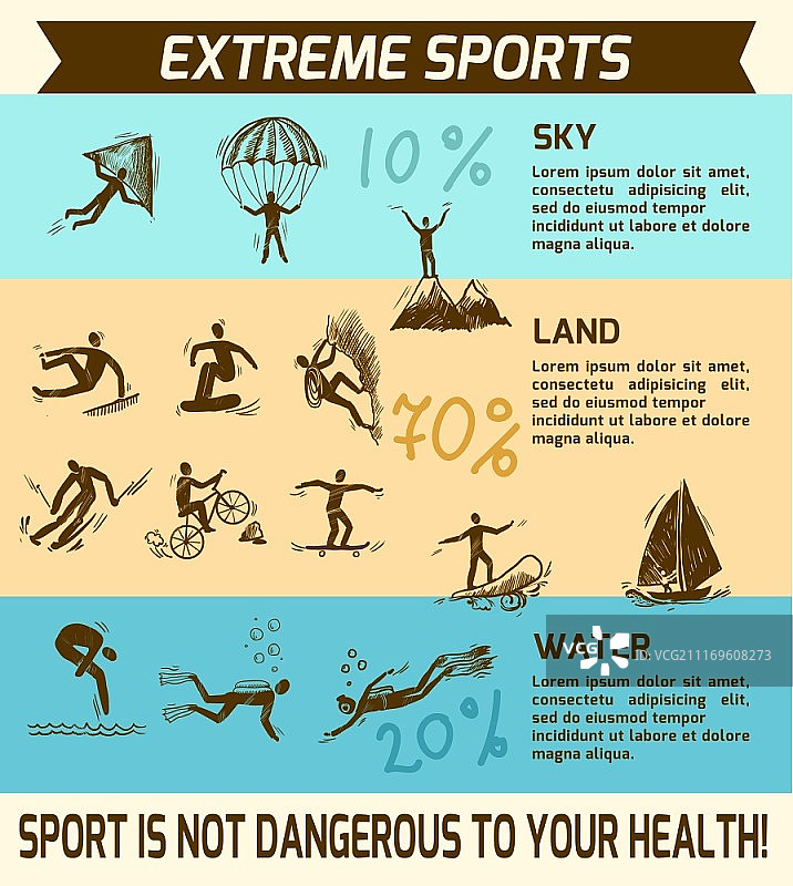 极限海陆空运动素描信息图矢量插画图片素材