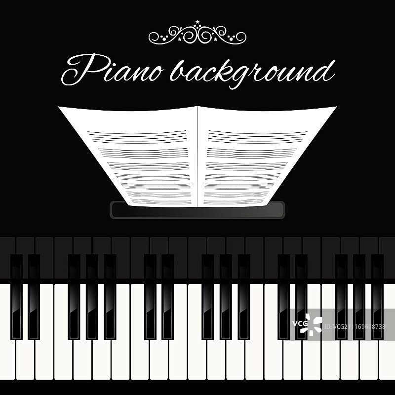 音乐会三角钢琴键盘背景模板矢量图图片素材