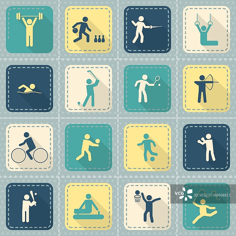 游泳拳击举重艺术体操运动符号贴片风格图标图片素材