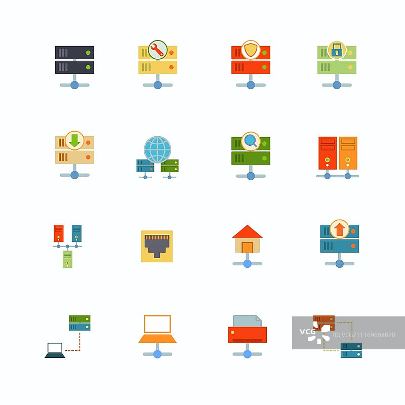 主机电脑网络扁平图标集矢量素材图片素材