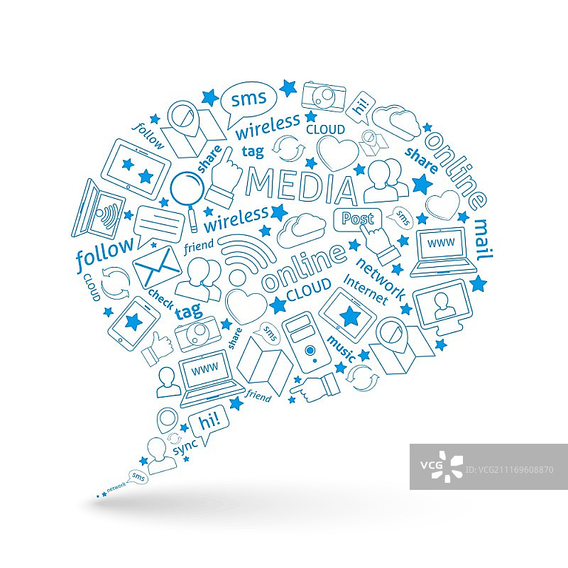 气泡形社交媒体网络符号装饰图标矢量图图片素材