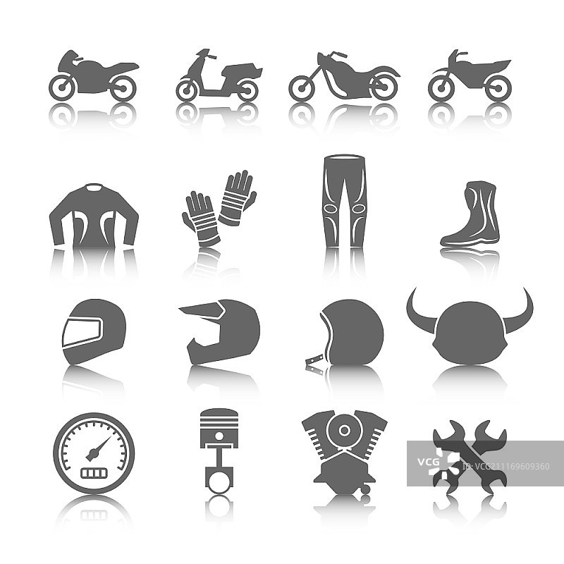 摩托车骑行装备图标合集图片素材