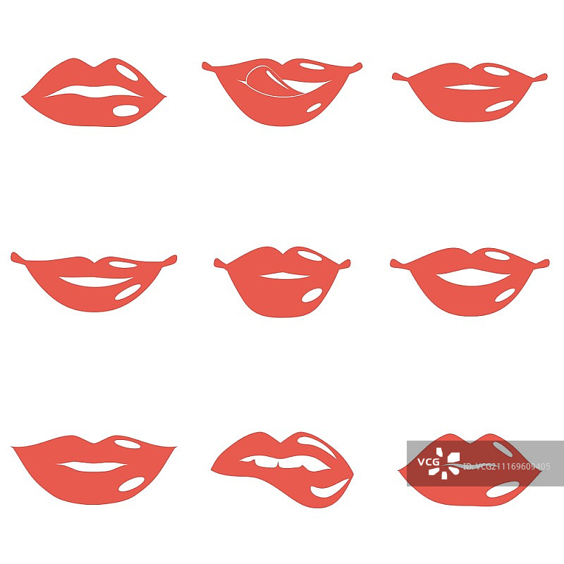 性感红唇微笑嘴唇矢量插画合集图片素材