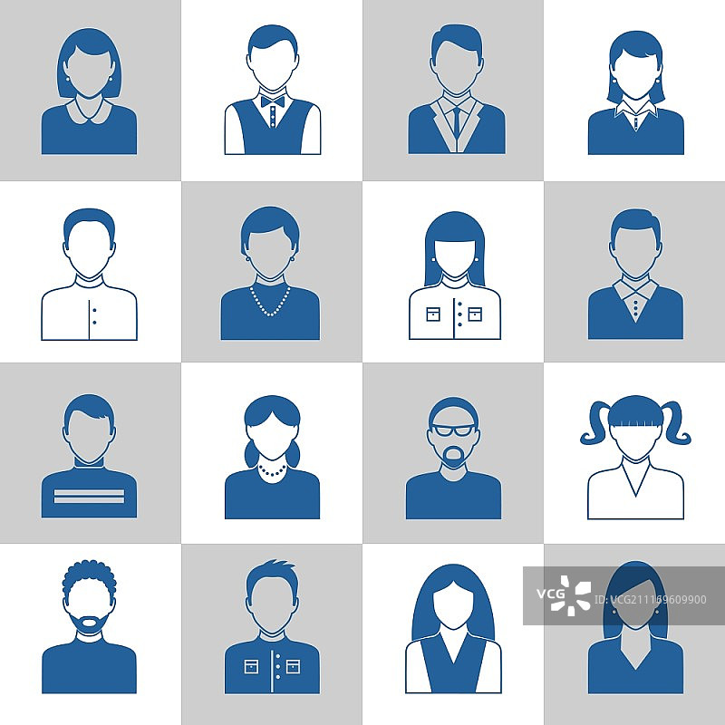 移动电脑用户单色头像图标合集图片素材