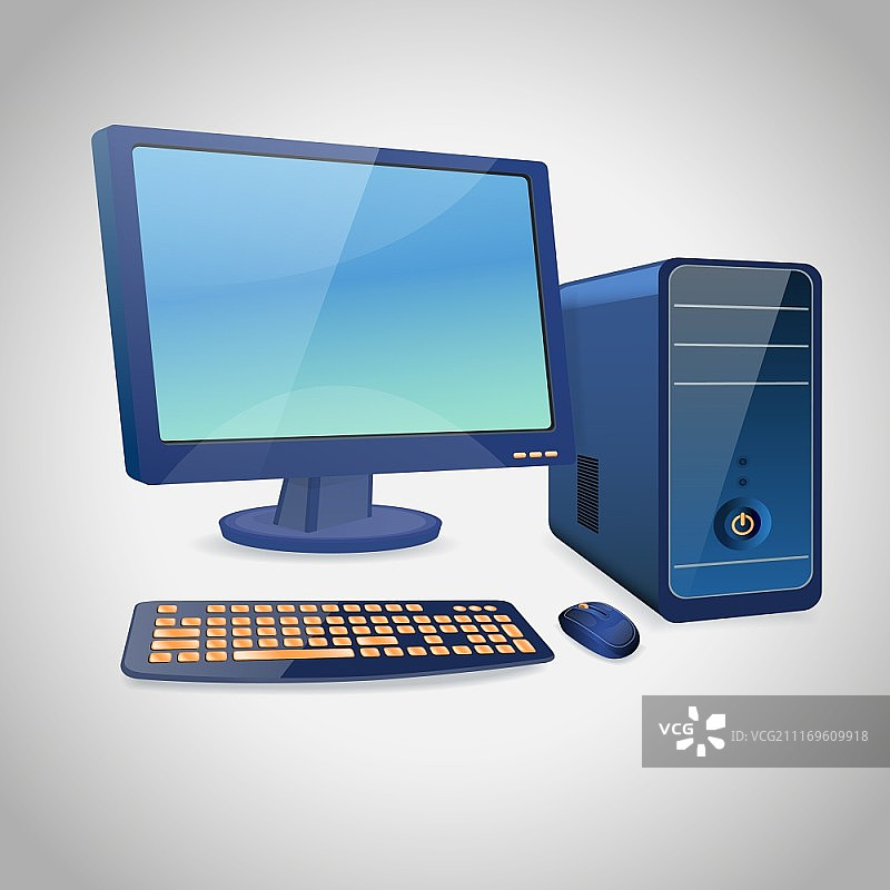 电脑及蓝色外设配件矢量图图片素材