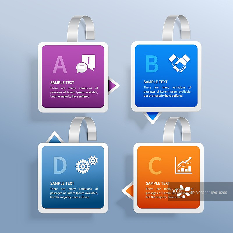 带有商业标志的彩色广告纸摇摆器信息图集矢量图图片素材