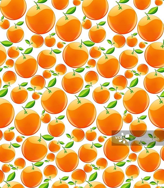 新鲜成熟的天然有机水果夏季橙子无缝图案矢量插图图片素材