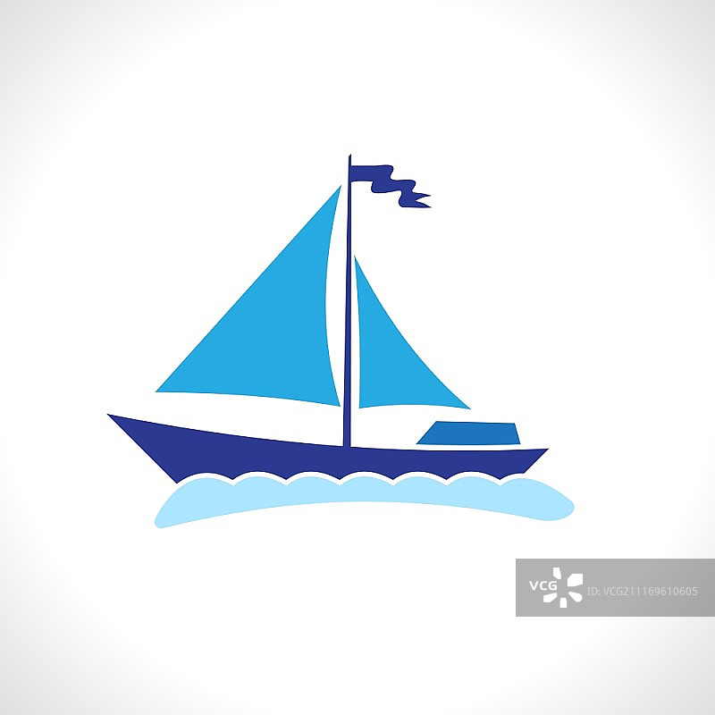 白色背景上的帆船剪影矢量图图片素材