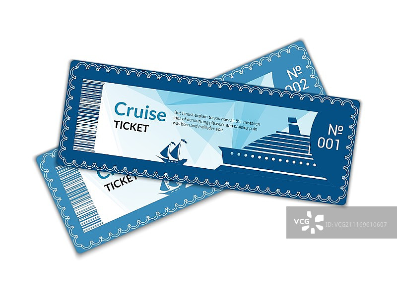 白色背景上的邮轮船票矢量插画图片素材